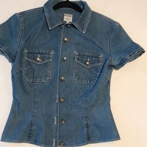 Moschino jeans button up top sz 8
